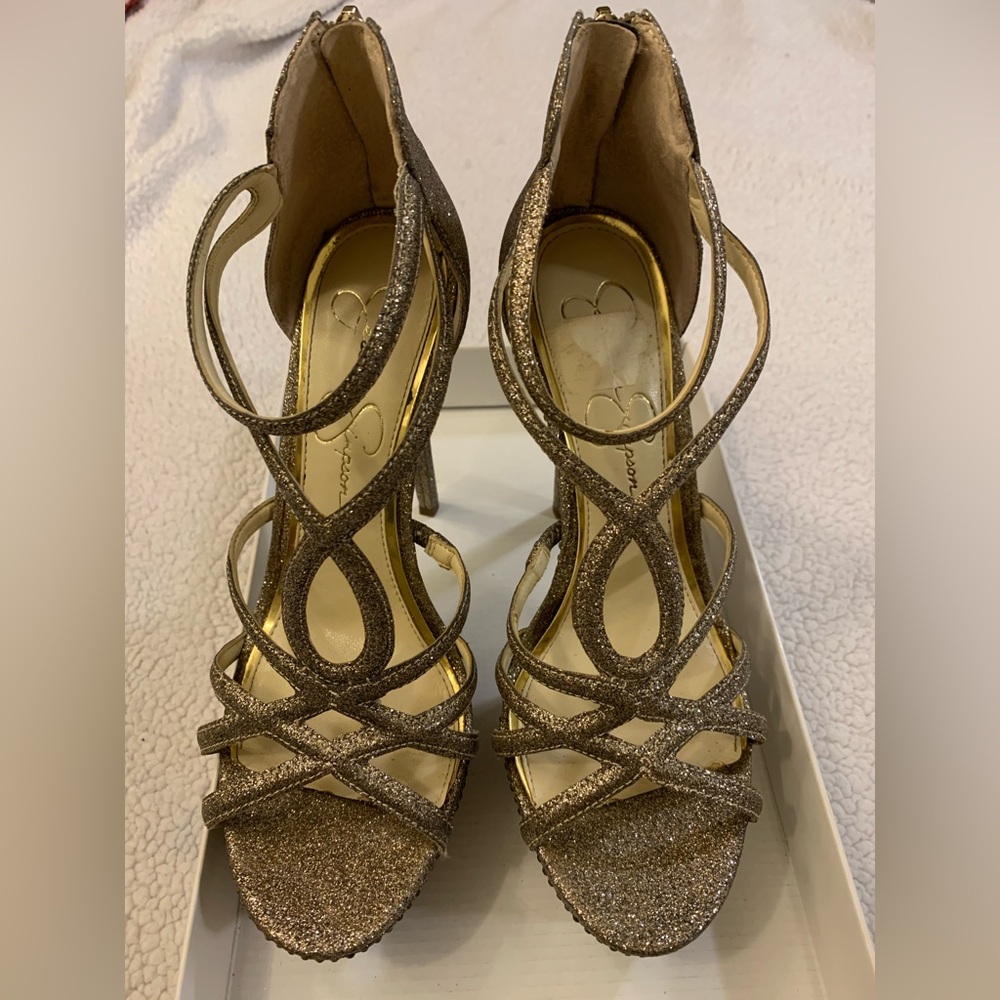 Elegant Gold Strappy Heels